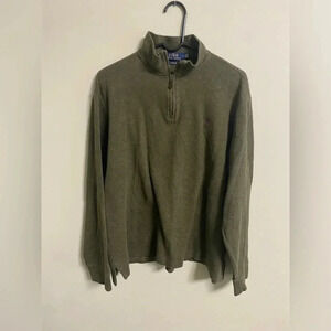 Polo Ralph Lauren Sweater 1/4 Zip Pullover Estate Rib Olive Green Size Large